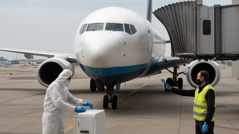 Imagem ilustrativa gerada por IA para: Anvisa define novos planos de gestão sanitária para aviões e aeroportos