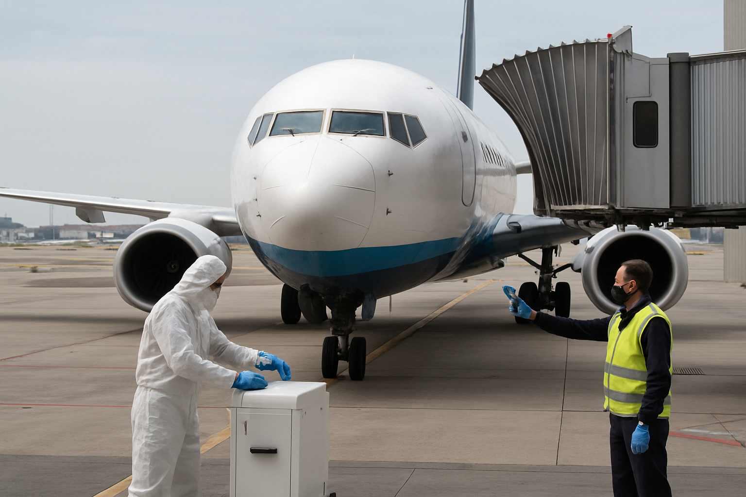 Imagem ilustrativa gerada por IA para: Anvisa define novos planos de gestão sanitária para aviões e aeroportos