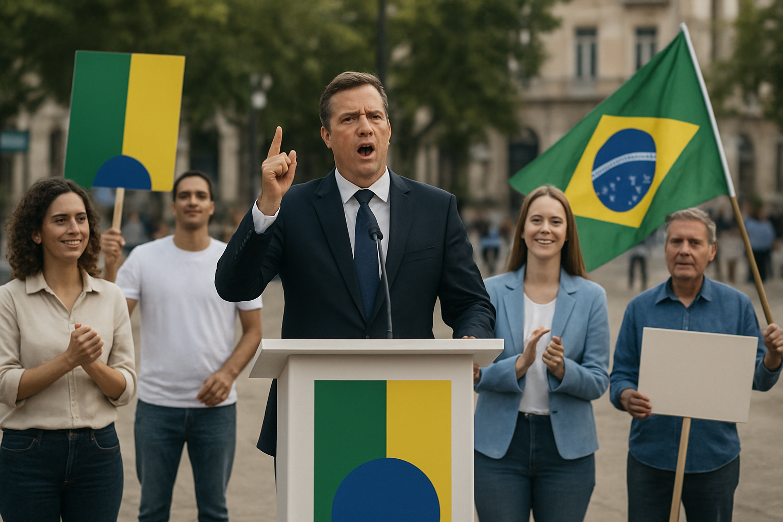 Imagem ilustrativa gerada por IA para: Atos de campanha presidencial são liberados a partir deste domingo