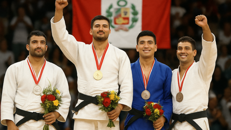 Imagem ilustrativa gerada por IA para: Brasil lidera quadro de medalhas no Grand Prix de judô em Lima