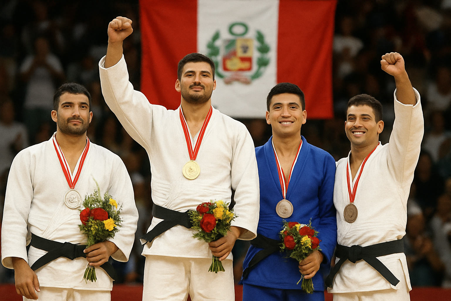 Imagem ilustrativa gerada por IA para: Brasil lidera quadro de medalhas no Grand Prix de judô em Lima