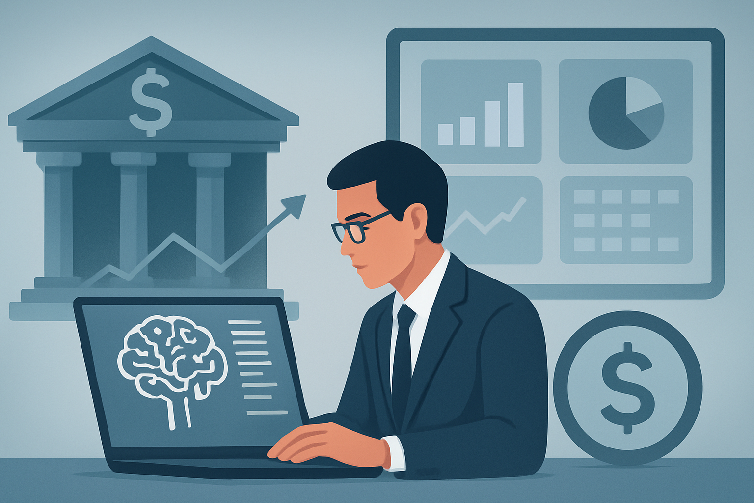 Imagem ilustrativa gerada por IA para: Lideranças bancárias avaliam o papel da inteligência artificial