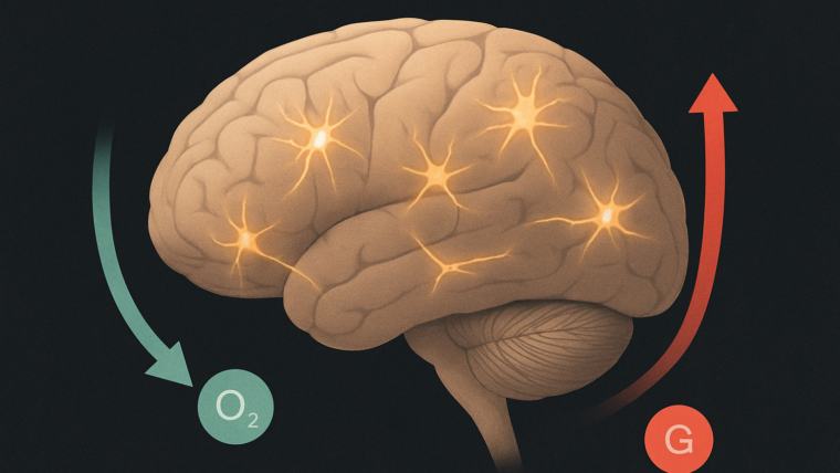 Imagem ilustrativa gerada por IA para: Mesmo em repouso, cérebro mantém uso contínuo de glicose e oxigênio