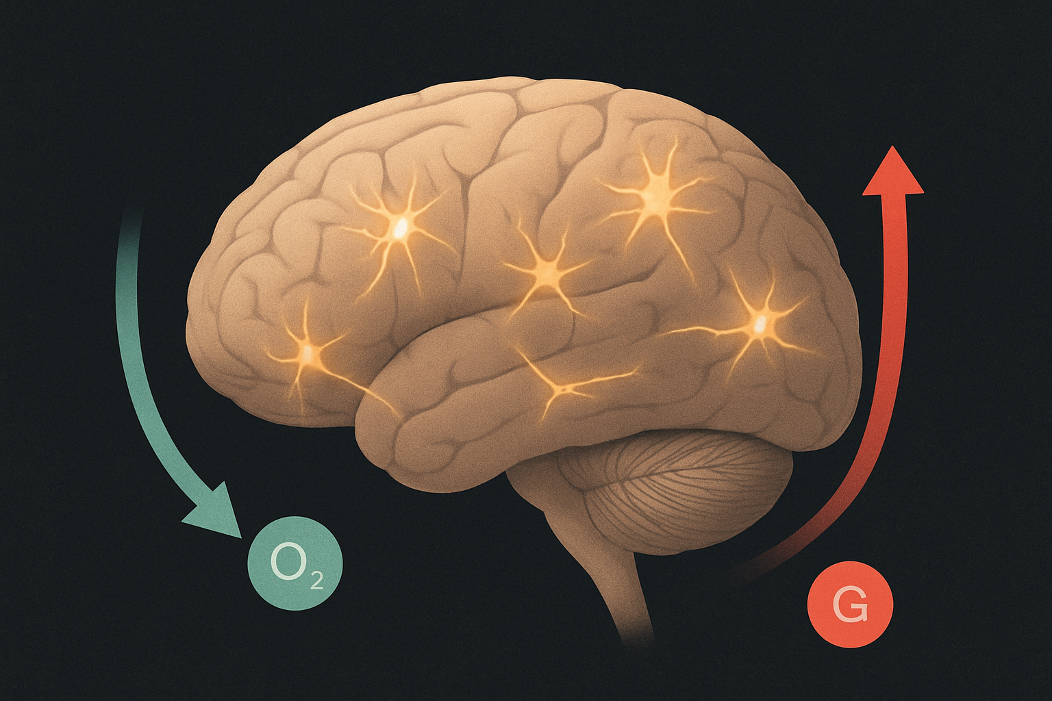 Imagem ilustrativa gerada por IA para: Mesmo em repouso, cérebro mantém uso contínuo de glicose e oxigênio