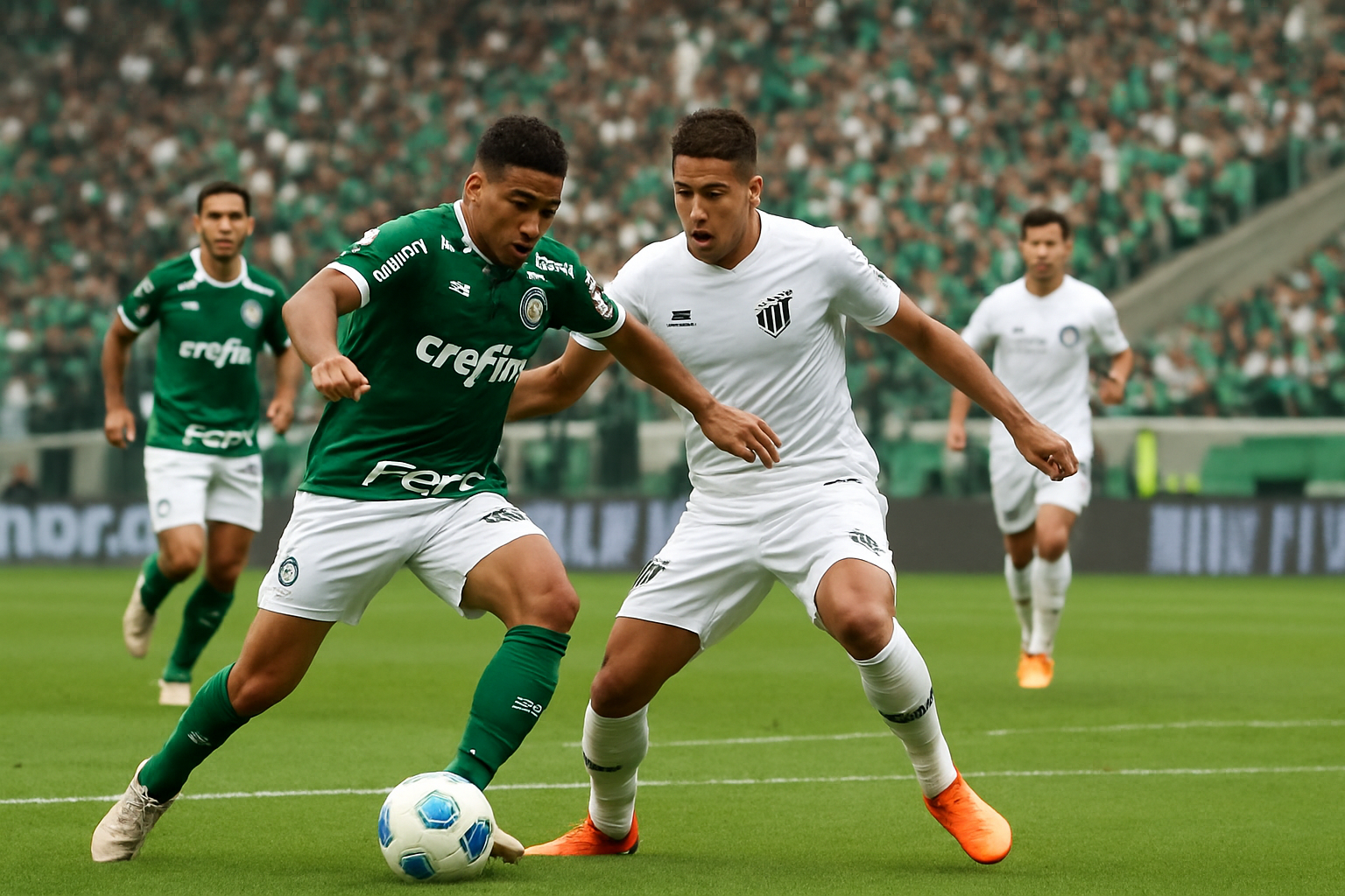 Imagem ilustrativa gerada por IA para: Palmeiras e Santos iniciam disputa pelas quartas da Copa do Brasil