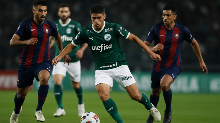 Imagem ilustrativa gerada por IA para: Palmeiras empata com o Cerro Porteño no jogo de ida das oitavas
