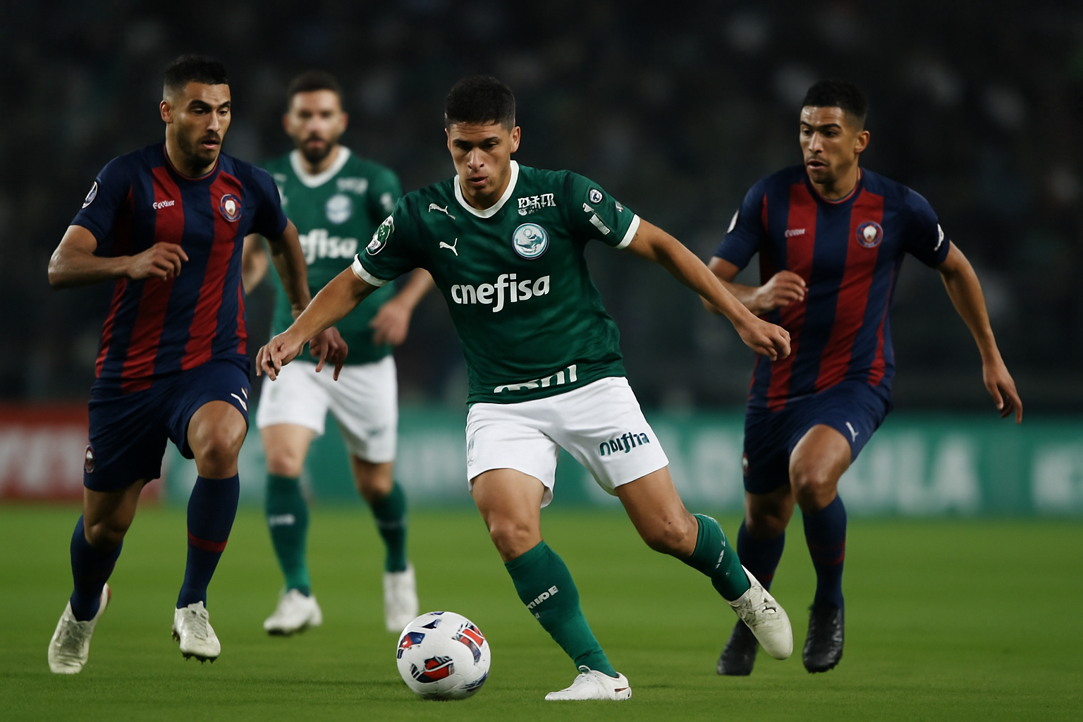 Imagem ilustrativa gerada por IA para: Palmeiras empata com o Cerro Porteño no jogo de ida das oitavas