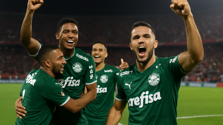 Imagem ilustrativa gerada por IA para: Palmeiras supera Cerro Porteño e garante vaga nas quartas da Libertadores