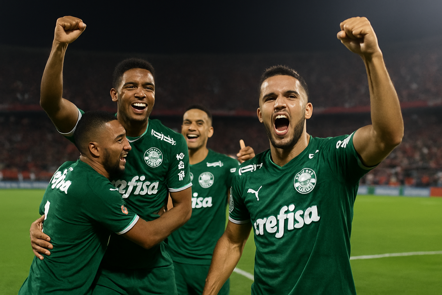 Imagem ilustrativa gerada por IA para: Palmeiras supera Cerro Porteño e garante vaga nas quartas da Libertadores