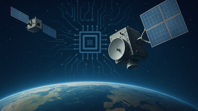 Imagem ilustrativa gerada por IA para: SpaceX prevê primeiros satélites de IA com chips da Nvidia em 2027