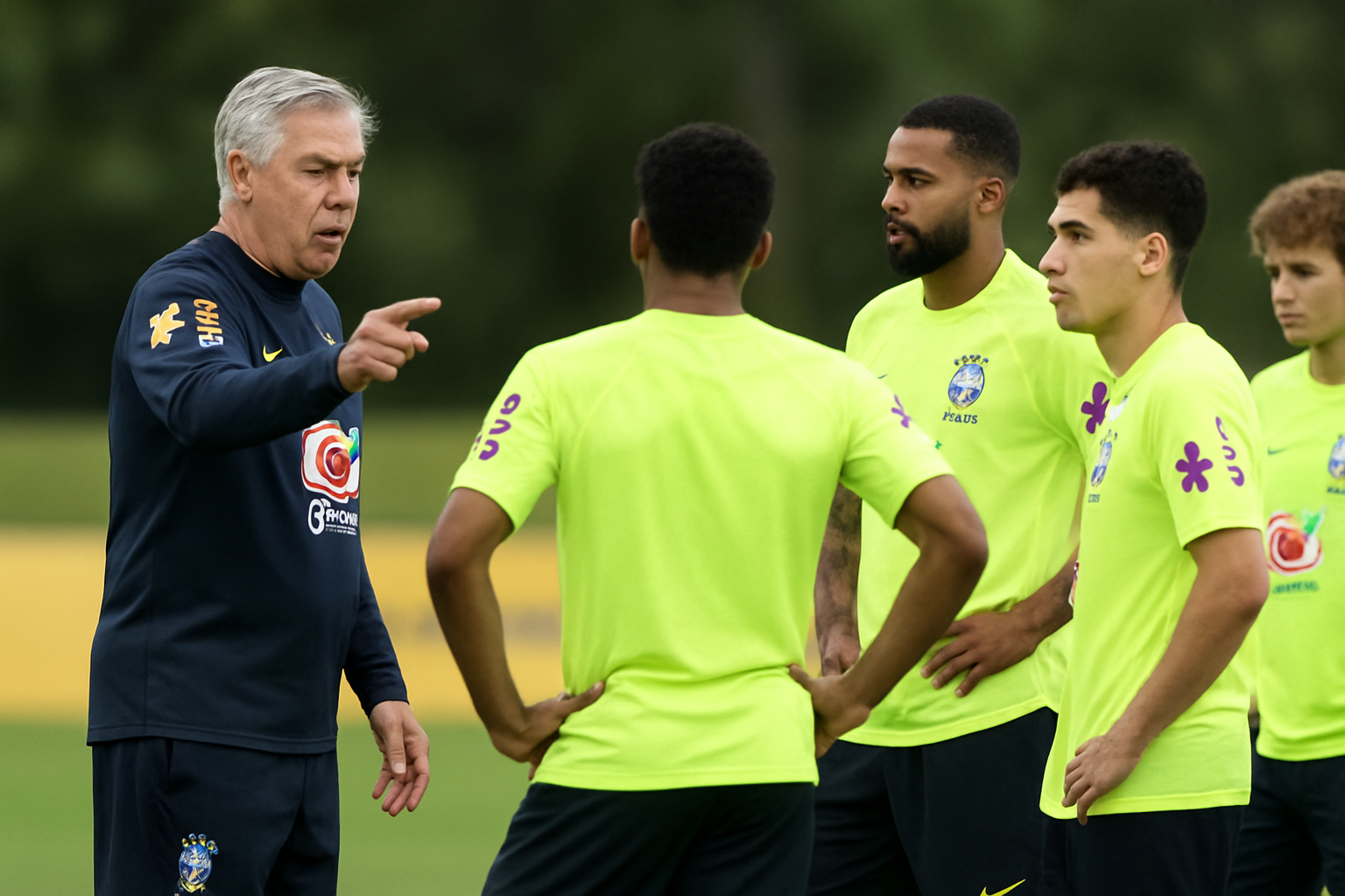 Imagem ilustrativa gerada por IA para: Com grupo completo, Ancelotti prepara próximos passos da Seleção em Brisbane