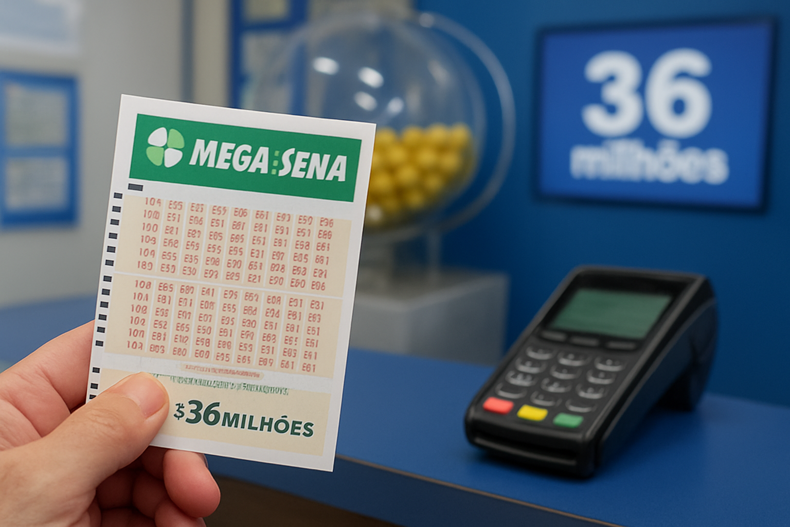 Imagem ilustrativa gerada por IA para: Concurso 3.052 da Mega-Sena tem prêmio estimado em R$ 36 milhões