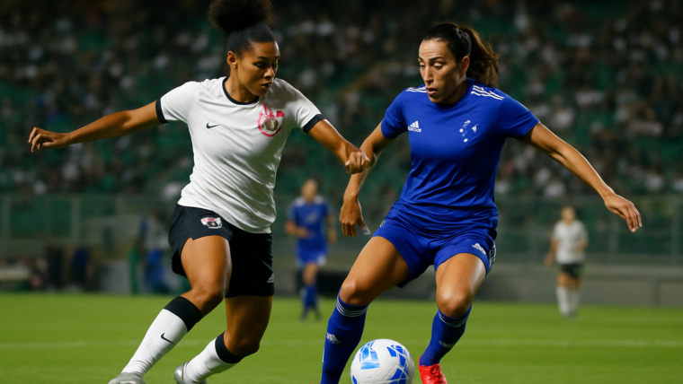 Imagem ilustrativa gerada por IA para: Corinthians bate Cruzeiro no primeiro duelo das quartas do Brasileiro Feminino