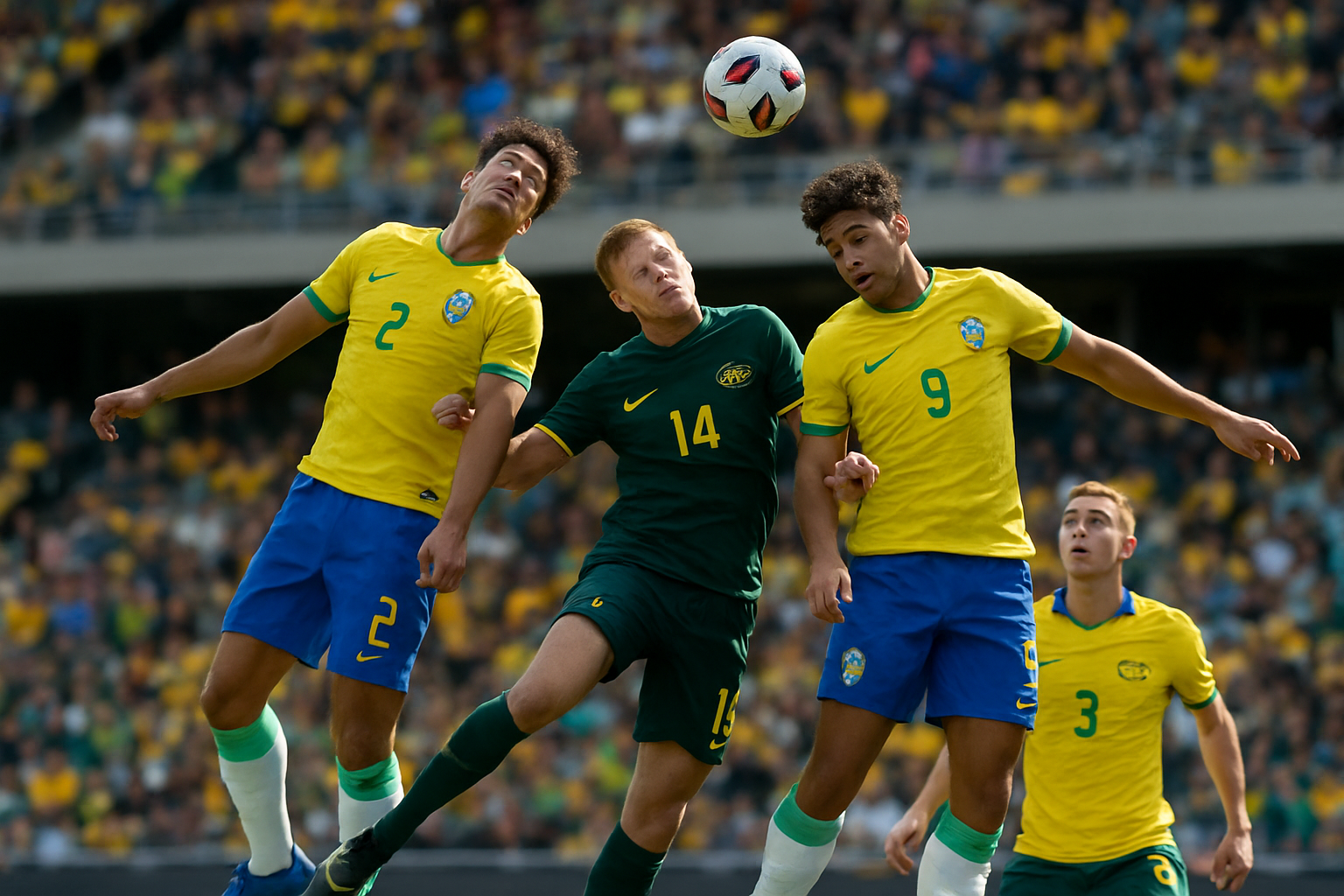 Imagem ilustrativa gerada por IA para: Empate no fim evita derrota do Brasil diante da Austrália